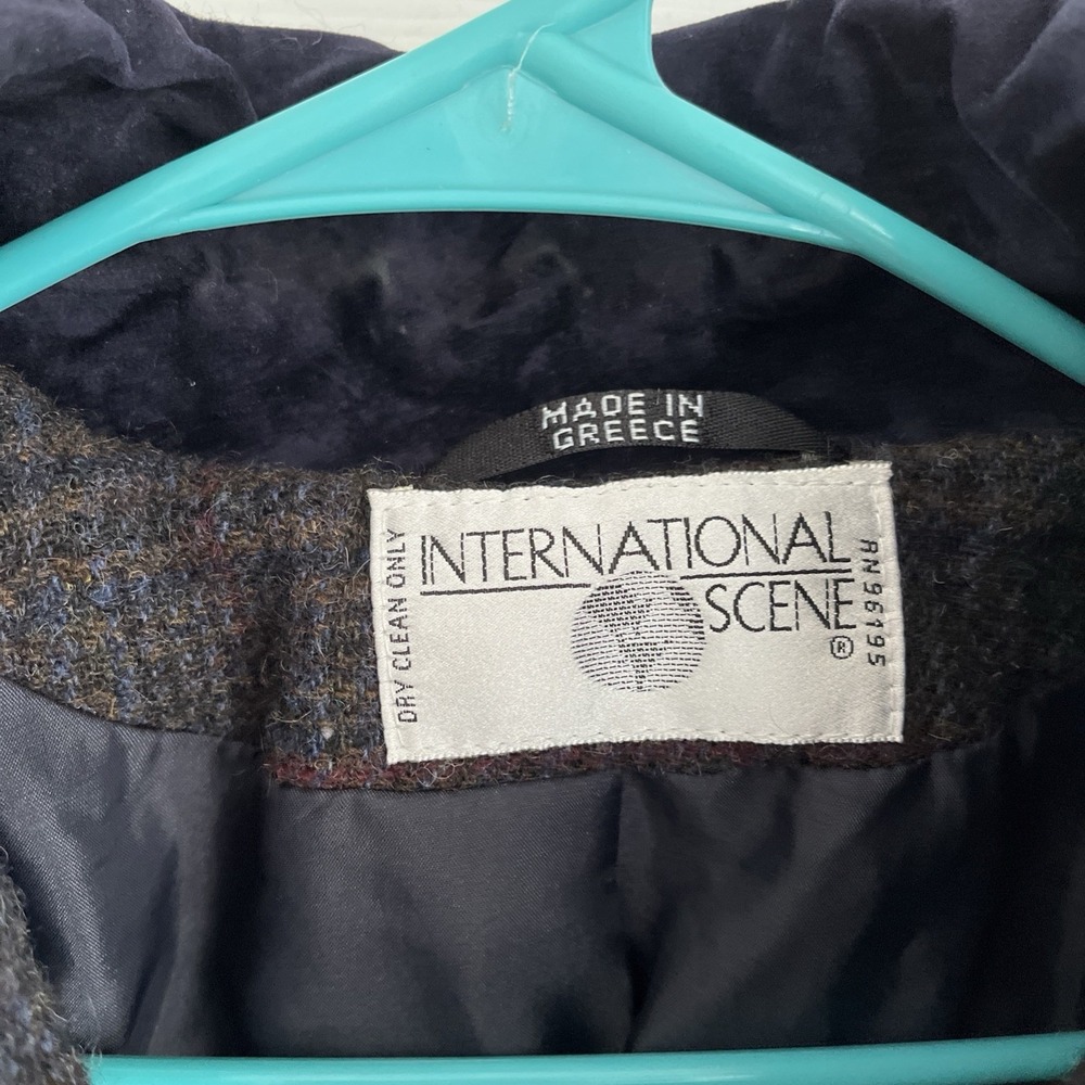 Vintage International Scene Wool Tweed Blazer Coat Patchwork Women's Plus Sz S/m - Picture 6 of 6